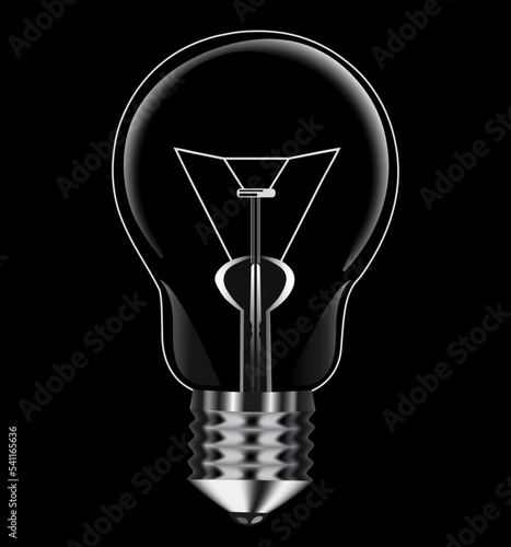 Realistic light bulb. Light bulb off, electricity. The concept of saving electricity.
The vector illustration is made on a black background.