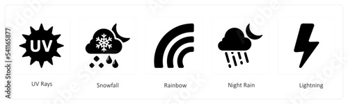 uv rays, snow fall and rainbow