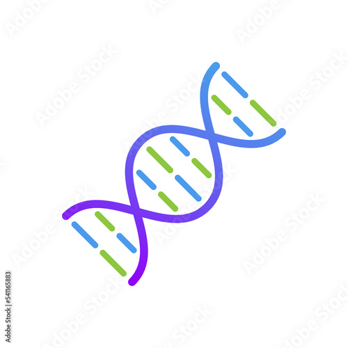 Colorful DNA icon. Bio code molecule structure