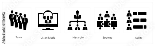 team, listen music and hierarchy