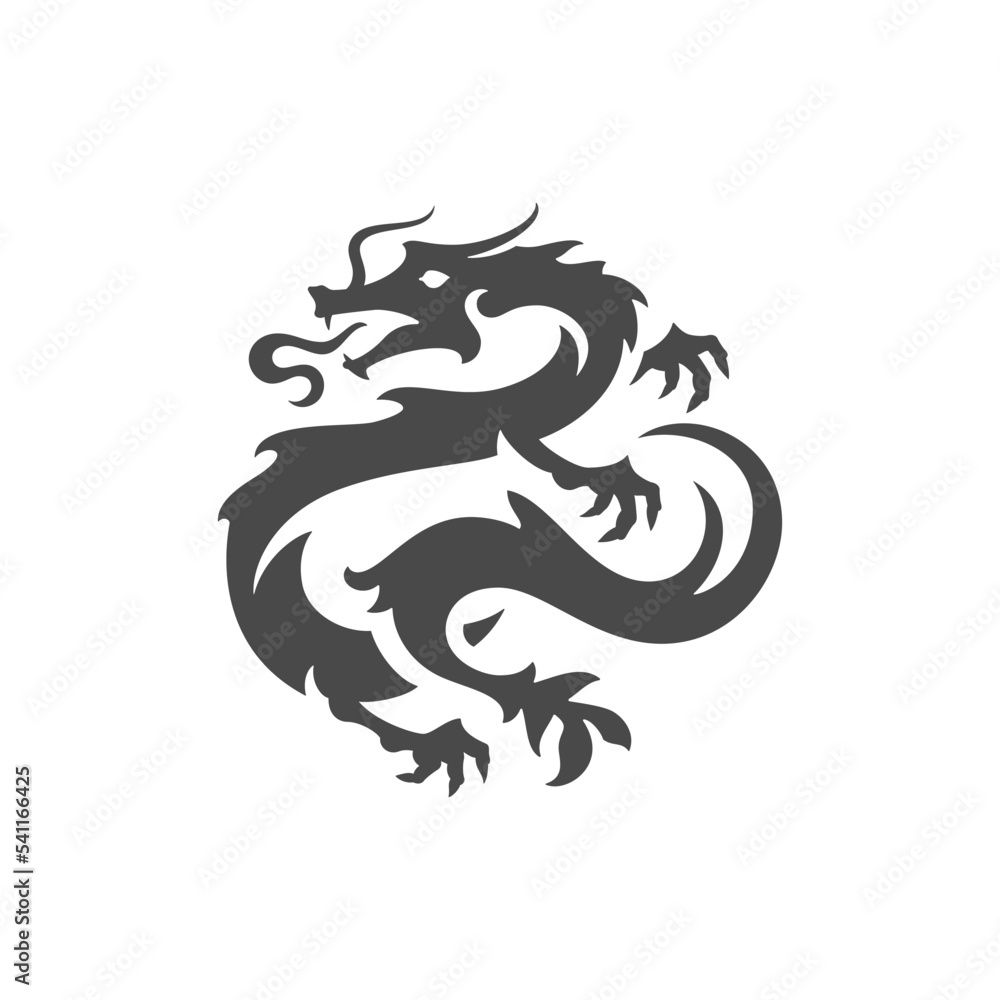 Dragon winged fantasy monster with burning fire flame monochrome silhouette icon vector Dragon winged fantasy monster with burning fire flame monochrome silhouette icon vector
