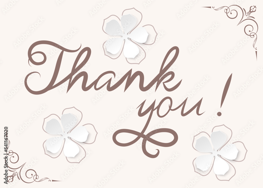Thank You calligraphy. Thank you card. Vector illustration.