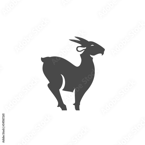 Goat horned farm animal butchery meat milk agriculture production monochrome icon vector