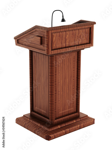 Wooden lectern on transparent background