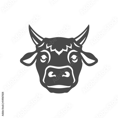 Bull cow muzzle with horns and ears butchery shop monochrome icon vector illustration