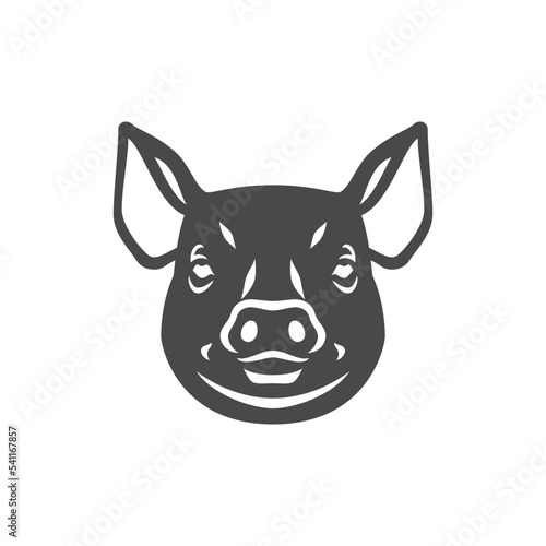 Pig hog muzzle with ears piglet butchery shop monochrome icon vector illustration