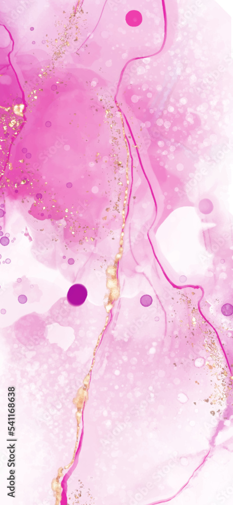 Vector pink coral banner. Hand drawn abstract paint brush stroke.