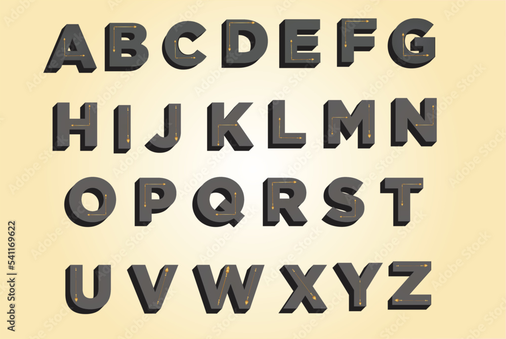 Grey gold Alphabet Letters font