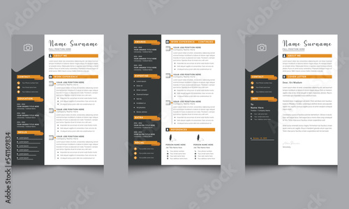 Creative Resume Templates CV Layout with Dark Orange Accents