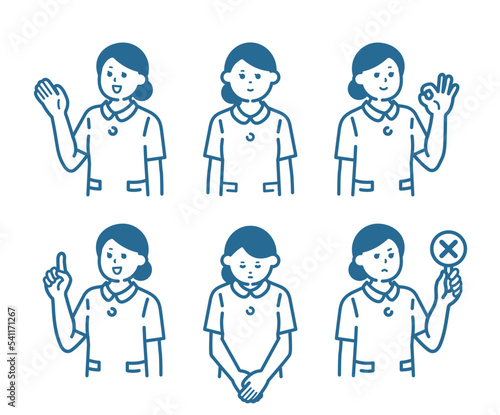 Canvastavla Female nurse pose set illustration