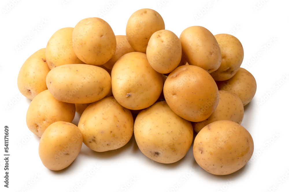 A group of fresh tasty potato isolated on white background. A group of fresh tasty potato isolated on white background.
