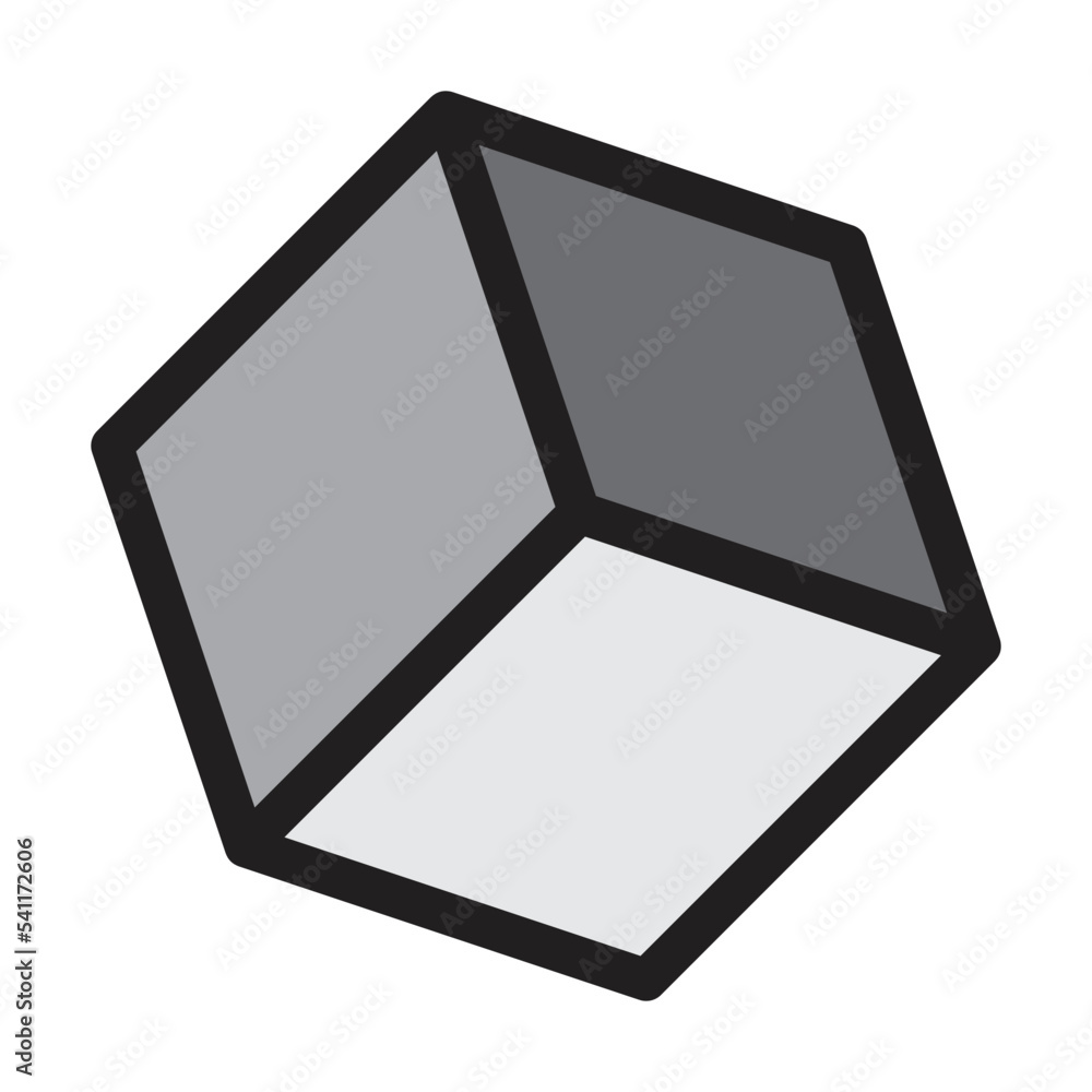 Cube icon, cuboid block shape vector element illustration Cube icon, cuboid block shape vector element illustration