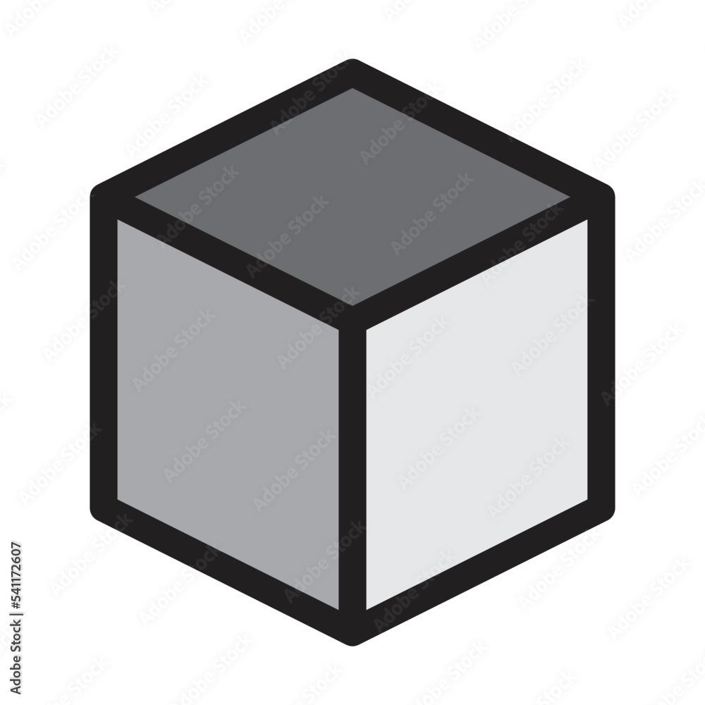 Cube icon, cuboid block shape vector element illustration Cube icon, cuboid block shape vector element illustration