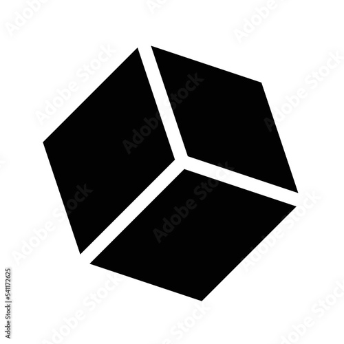 Cube icon, cuboid block shape vector element illustration