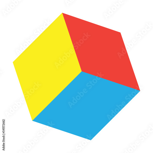 Cube icon, cuboid block shape vector element illustration