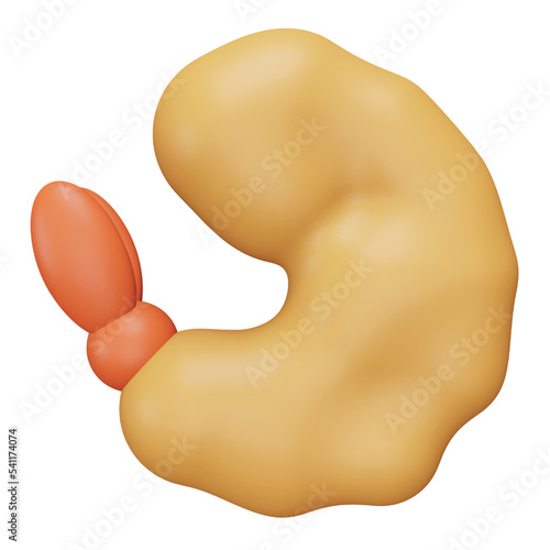 Fried shrimp 3d rendering isometric icon.