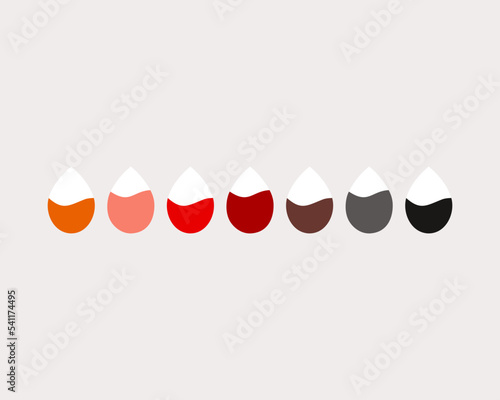 Set of Female Menstruation Blood Color. Period Blood Drop Shape. Health, Hormone, hygiene, Monthly Menstrual tracking concept. Vector design isolated Illustration.