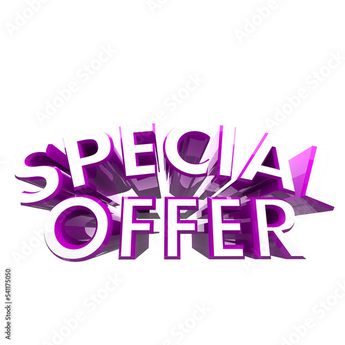 Realistic 3D Text Rendering Purple Color Special Offer