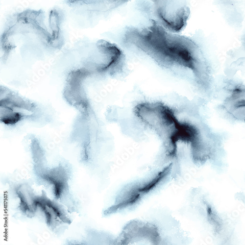 Watercolor wash seamless pattern. Abstract blue tie dye spots. Endless print for fabric, wallpaper, clothes.