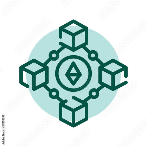 Blockchain line icon. Virtual money.