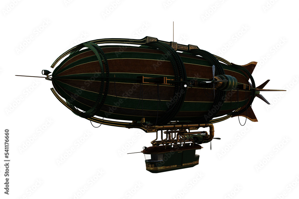 3D illustration of a Steampunk styled airship.