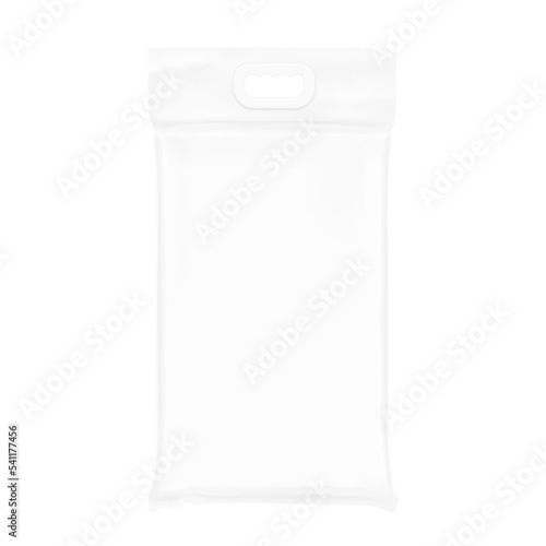 Bag with plastic handle mockup. Vector illustration isolated on white background. Ready for your design.  EPS10.	