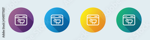 Online shop line icon in flat design style. Commerce signs vector illustration.