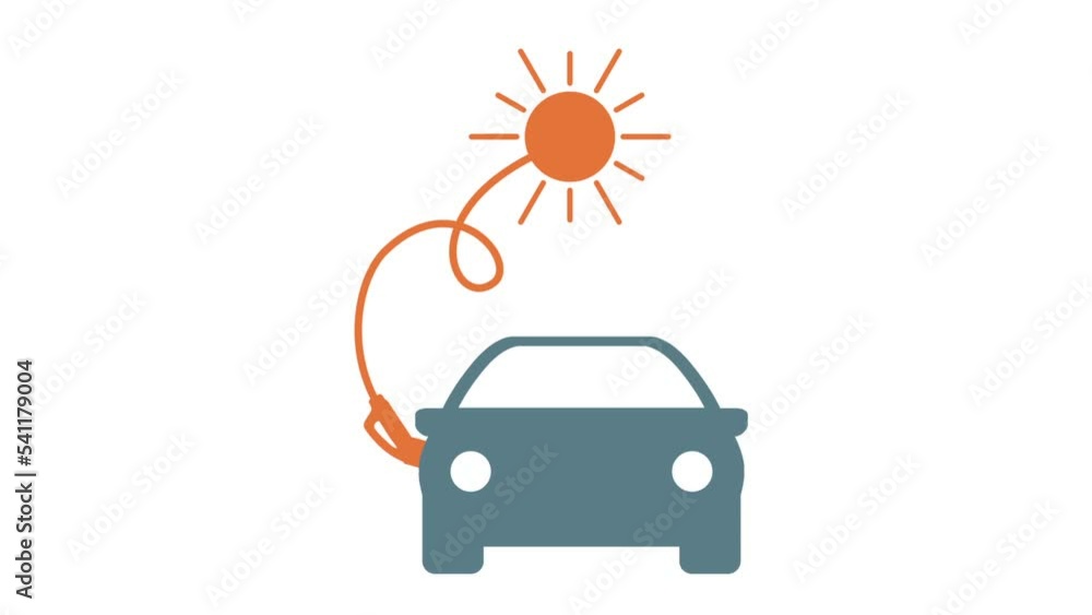 Animation of an electric car that is charged by solar energy. The car is  connected to the sun. Stock Video | Adobe Stock