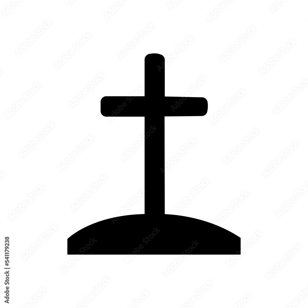  Cross on white background. Grave vector isolated on white background. Halloween vector.