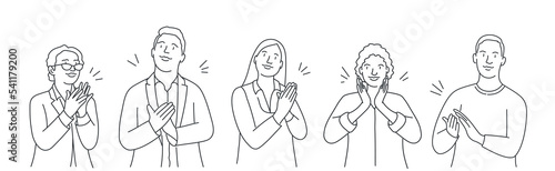 People crowd applaud to congratulate success job.