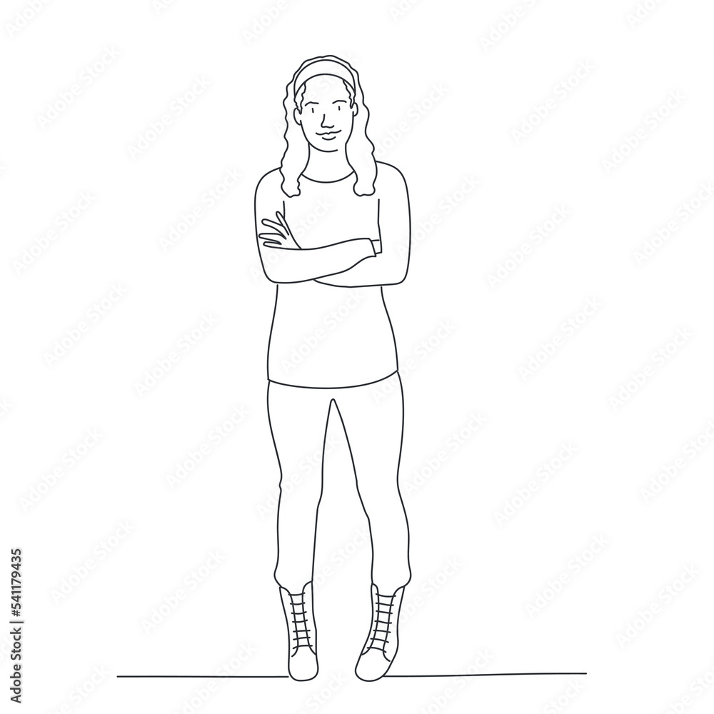 Pretty woman standing with arms crossed. Pretty woman standing with arms crossed.