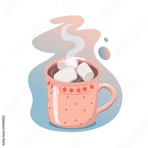 Hot drink with marshmallow design