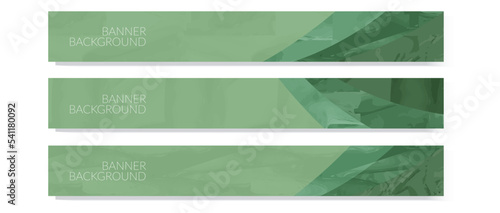 Green horizontal vector banner template or website header with abstract geometric background. Agro land backdrop, farmland landscape illustration with texture. Eco design, rural panorama, ecology art