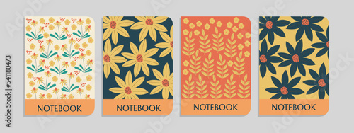 set of botanical notebook cover templates with cute and pretty patterns.For notebooks, planners, brochures, books, catalogs