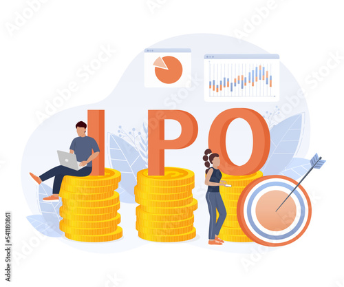IPO, initial public offering, investment opportunity or make profit from new stock concept. Return on investment, financial solutions, passive income.