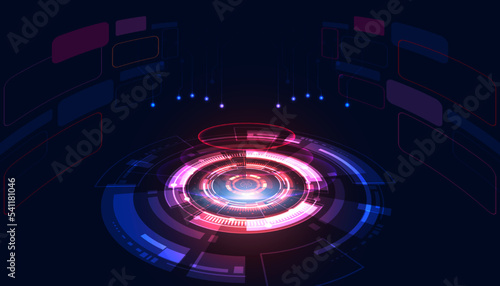 Abstract HUD portals teleports Circle Digital Circuit Concept Light Circle Network Blue Digital hi-tech Background Futuristic Modern.vector illustration.