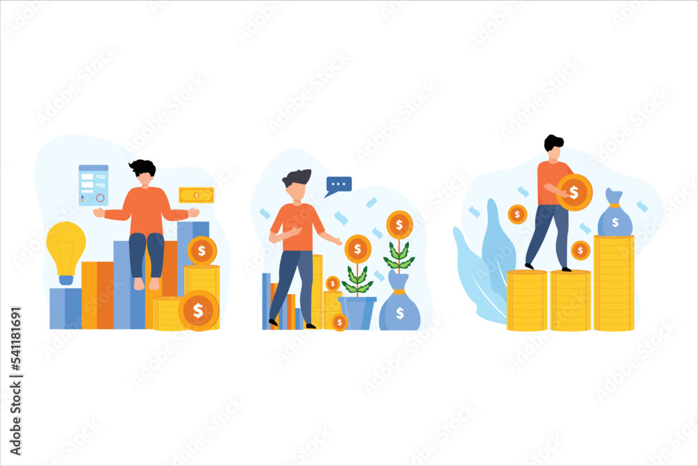 Fototapeta premium Finance Flat Bundle Design Illustration