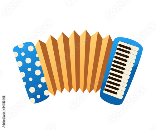 Accordion or Russian Bayan. Vector cartoon illustration of Folk Ethnic Musical Instrument isolated on white.