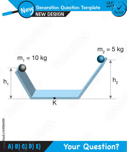 Physics - Force and Motion, Support and Motion, Thrust and linear momentum Physics shapes, Lifting a load, Pulling a load, next generation question template, exam question, eps 