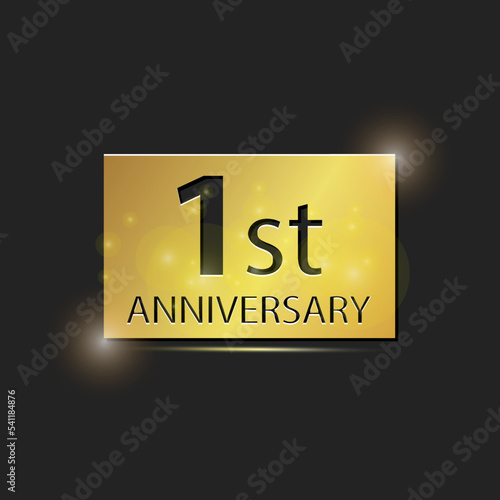 Gold square plate Elegant logo 1st year anniversary celebration
