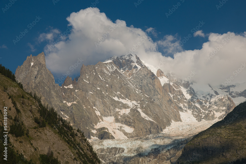Summer view of Mont Blanc from Courmayeur in Italy