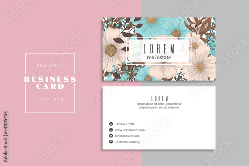 Floral style business card template vector