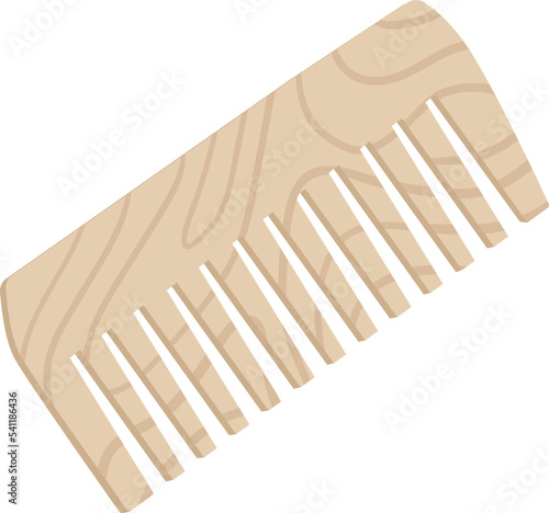 Eco wooden comb isolated at white background. Zero waste and recycle item. Barbershop accessory with natural material.