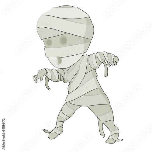 Spooky Halloween mummy character walking like a zombie