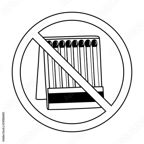 Stock vector forbidden to light matches sign open fire ban icon outline illustration