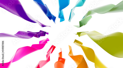 Wide colourful curled ribbons. Vector illustration on a white background. Great for bringing attention to your design. EPS10.	