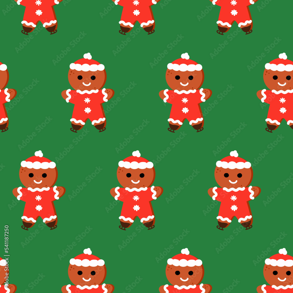 Pattern of a gingerbread man with icing dressed as Santa Claus Pattern of a gingerbread man with icing dressed as Santa Claus