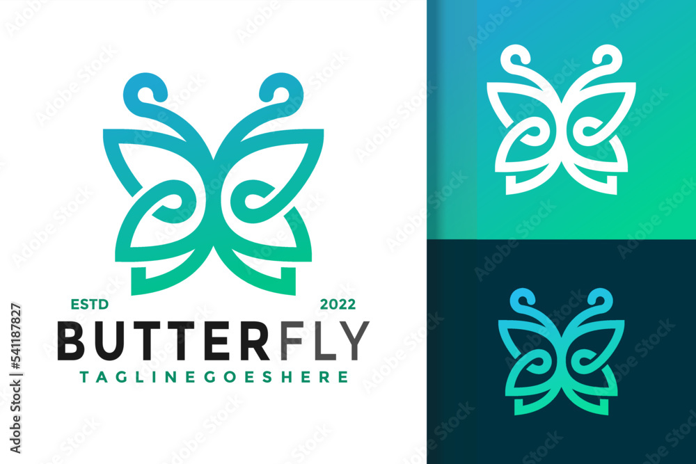 Nature Butterfly Logo Design, brand identity logos vector, modern logo, Logo Designs Vector Illustration Template