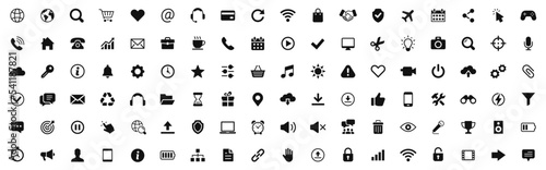 Web icons. Icons web, shopping, technology, message, document, chatting, mail, device, avatar, contact, calendar collection. Vector