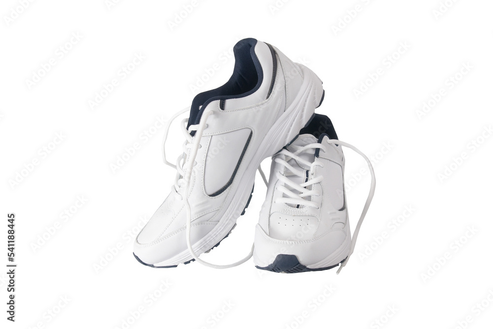 White trainers sneakers shoes in PNG isolated on transparent background - obrazy, fototapety, plakaty 